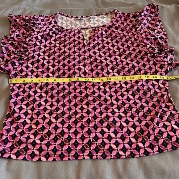 NWT Sonoma Goods for Life Cutout Flutter Sleeve Top Women’s XL Pink with blue - Picture 10 of 11